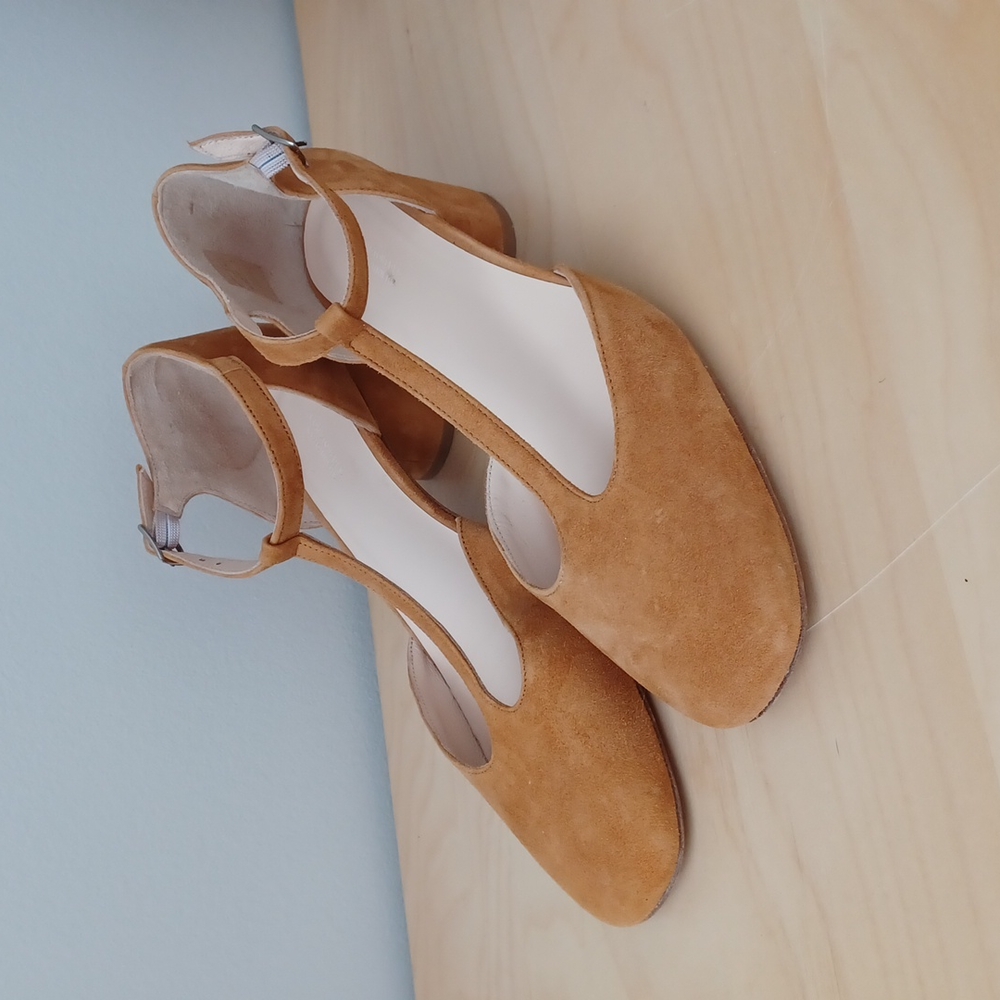 Suede T-bar heels
